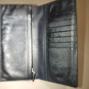 Prada Wallet Milano Black Leather Vinyl Long Metal Zipper Card Slots Pockets